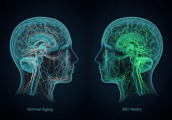 Brain showing differences between normal aging and MCI
