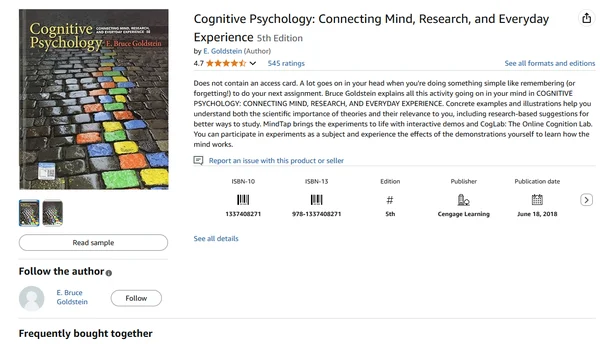 Cognitive Psychology: Connecting Mind, Research, and Everyday Experience by E. Goldstein