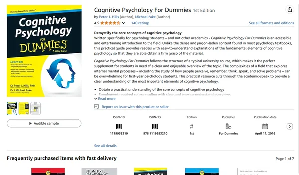 Cognitive Psychology For Dummies by Peter J. Hills