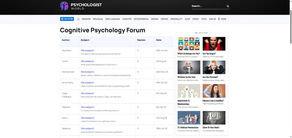 Cognitive Psychology Forum - Psychologist World