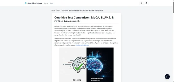 Cognitive Test Comparison: MoCA, SLUMS, & Online Assessments