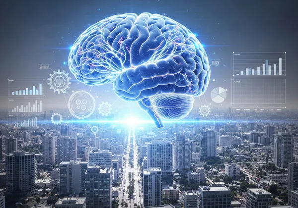 Brain as a CEO managing complex tasks, representing executive functions