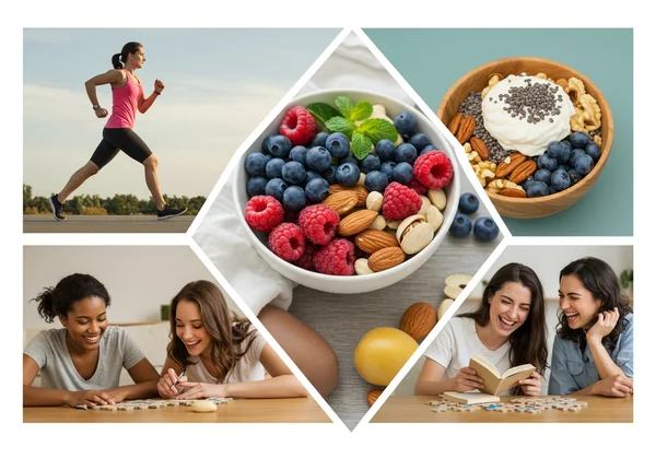 People engaging in brain-healthy activities and lifestyle.